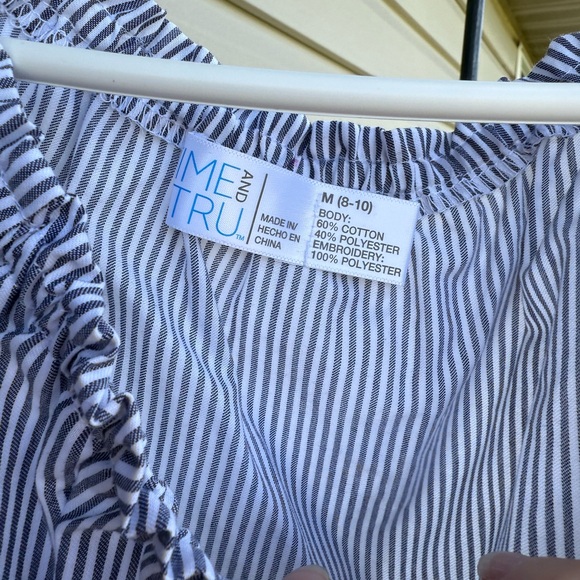 Time and Tru Blue Striped Blouse with Dark Embroidery - Picture 4 of 4